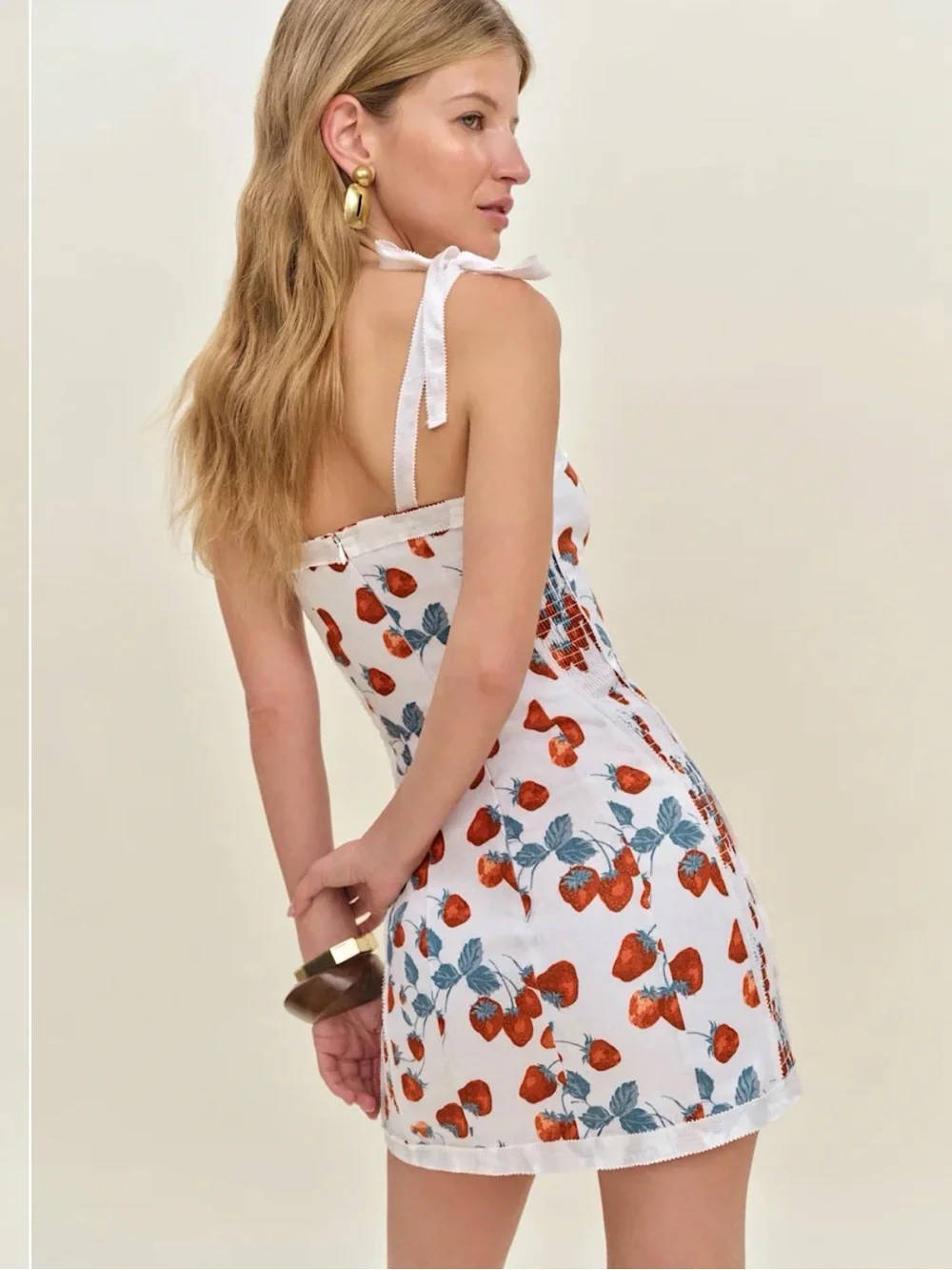 Reformation Dion Strawberry Jam Tie-Shoulder Mini Dress - Picture 3 of 3